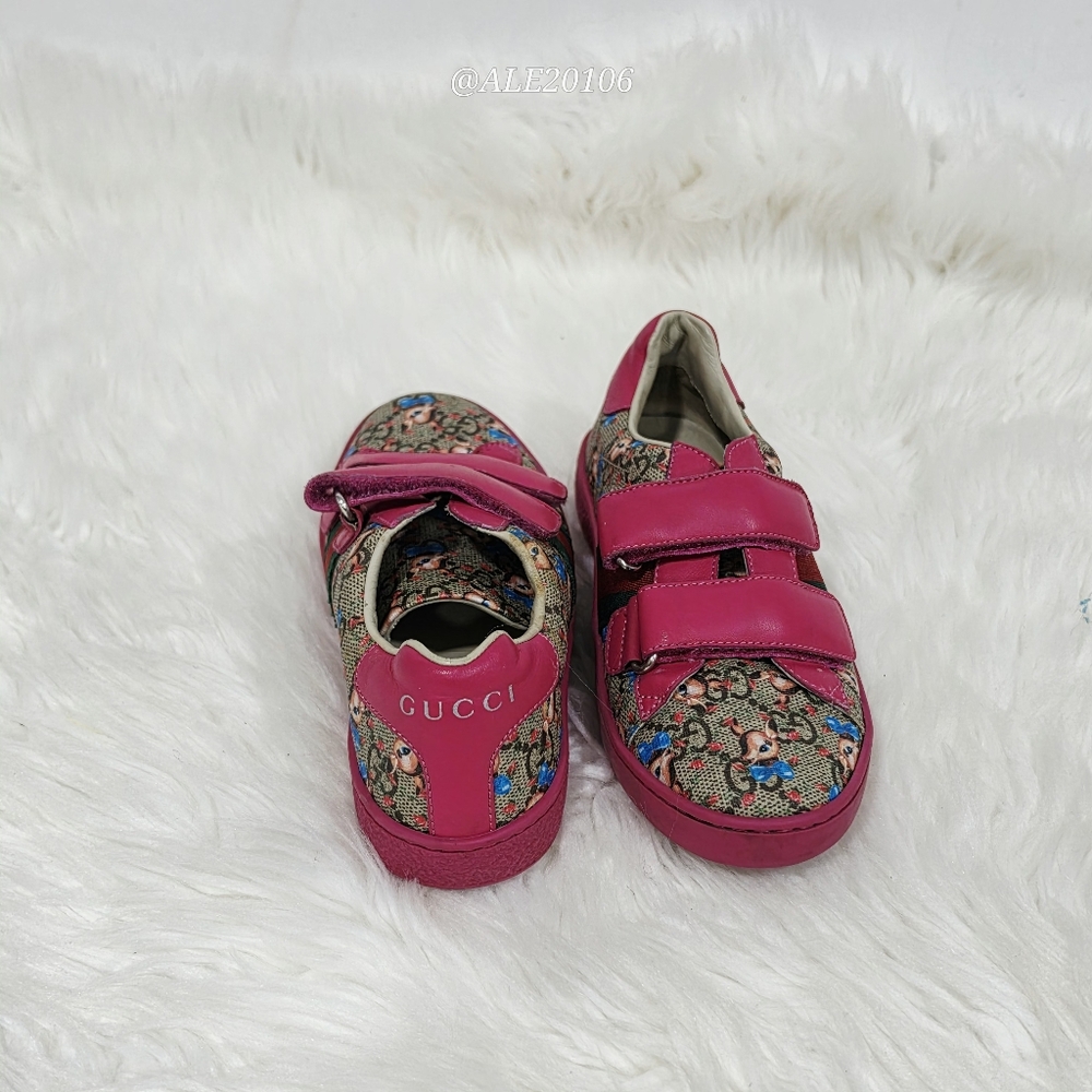 Gucci Bambi GG Canvas Kids Sneakers Pink EU 31 US 13C Rare - Picture 11 of 13